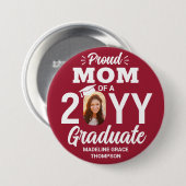 Badge Rond 7,6 Cm Gradué Photo Fier Maman Moderne Rouge et Blanc (Devant & derrière)