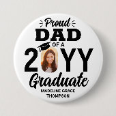 Badge Rond 7,6 Cm Gradué Photo Fier papa moderne noir et blanc (Devant)