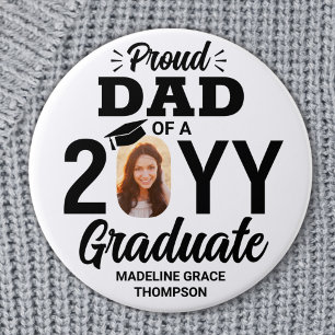 Badge Rond 7,6 Cm Gradué Photo Fier papa moderne noir et blanc