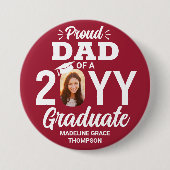 Badge Rond 7,6 Cm Gradué Photo Fier papa moderne rouge et blanc (Devant)