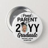 Badge Rond 7,6 Cm Gradué Photo Fier Parent moderne noir et blanc (Devant & derrière)