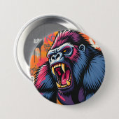 Badge Rond 7,6 Cm graffiti de gorille (Devant & derrière)