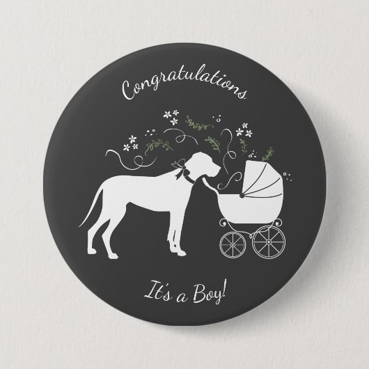 Badge Rond 7,6 Cm Grand Baby shower Dane (Devant)