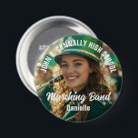 Badge Rond 7,6 Cm Grand Bande de Marching Photo Lycée Brag<br><div class="desc">Ce cool a customisé le bouton de brag photo du groupe de marche du lycée dans les grandes caractéristiques typographie blanche de votre équipe et nom du joueur. Personnalisez avec le nom du groupe ou la mascotte sur la photo du joueur.</div>