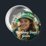 Badge Rond 7,6 Cm Grand Bande de Marching Photo Lycée Brag<br><div class="desc">Ce cool a customisé le bouton de brag photo du groupe de marche du lycée dans les grandes caractéristiques typographie blanche de votre équipe et nom du joueur. Personnalisez avec le nom du groupe ou la mascotte sur la photo du joueur.</div>