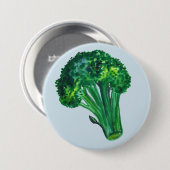 Badge Rond 7,6 Cm Grand Beau Brocoli Bleu (Devant & derrière)
