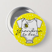 Badge Rond 7,6 Cm Grand-maman à être abeille jaune (Devant & derrière)