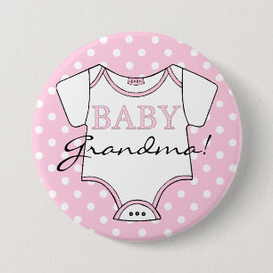 Badge Rond 7,6 Cm Grand-maman rose de bébé de pois