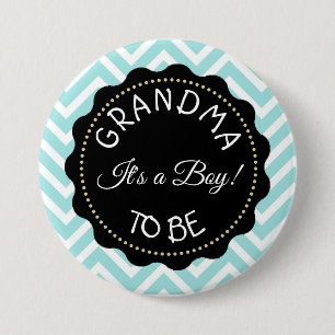 Badge Rond 7,6 Cm Grand-mère à être turquoise Baby shower Chevron