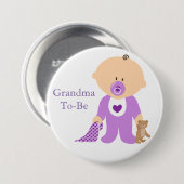 Badge Rond 7,6 Cm Grand-mère à être violet Bouton bébé (Devant & derrière)