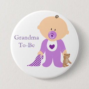 Badge Rond 7,6 Cm Grand-mère à être violet Bouton bébé