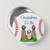 Badge Rond 7,6 Cm Grand-mère | Baby shower de baseball à thème (Devant & derrière)