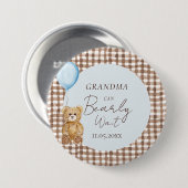 Badge Rond 7,6 Cm Grand-mère bleue peut attendre le Baby shower garç (Devant & derrière)