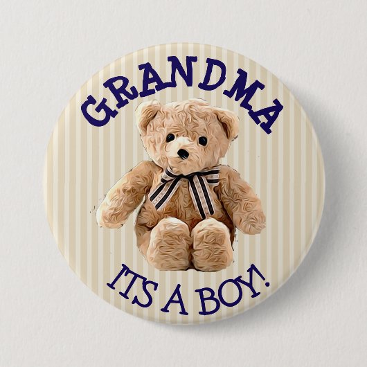 Badge Rond 7,6 Cm Grand-mère, c'est un garçon Teddy Bear Baby shower (Devant)