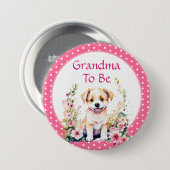Badge Rond 7,6 Cm Grand-mère marionnette | BABY SHOWER (Devant & derrière)