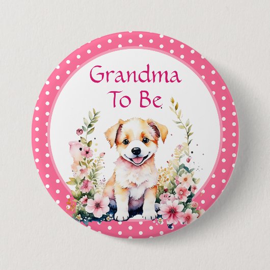 Badge Rond 7,6 Cm Grand-mère marionnette | BABY SHOWER (Devant)