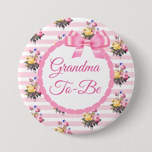Badge Rond 7,6 Cm Grand-mère pour être Floral Chic Rose Button (Devant)
