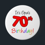 Badge Rond 7,6 Cm Grand-père 70e fête du Birthday German Grandpa But<br><div class="desc">C'est grand-père 70e jour de Birthday fun and colorful,  fête button ! Great for celebrating a German grandfather's 70th birthday milestone. A German grandpa veut smile sees his guests wearing this consolive button for seventieth party !</div>