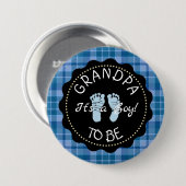 Badge Rond 7,6 Cm Grand-père à être Blue Plaid Baby shower bouton (Devant & derrière)