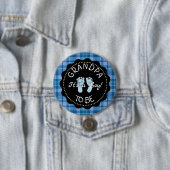 Badge Rond 7,6 Cm Grand-père à être Blue Plaid Baby shower bouton (En situation)