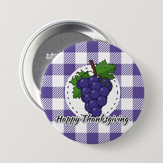 Badge Rond 7,6 Cm Grape on Violet Plaid (Devant & derrière)