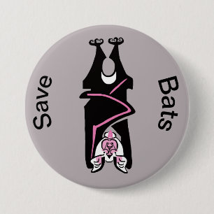 Badge Rond 7,6 Cm Graphic Save BATS - Animaux en voie de disparition