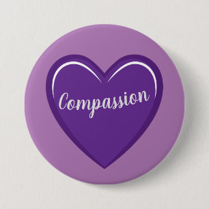 Badge Rond 7,6 Cm Graphique de coeur mauve simple avec texte de comp