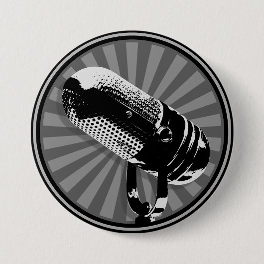 Badge Rond 7,6 Cm Graphique de microphone rétro (Devant)