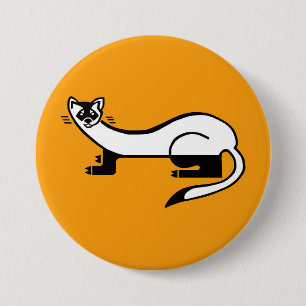 Badge Rond 7,6 Cm Graphique - FERRET à pieds noirs - Nature -orange