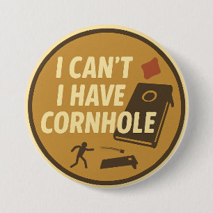 Badge Rond 7,6 Cm Graphique pour les amateurs de jeu de cornhole drô