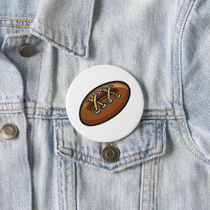 Badge Rond 7,6 Cm Graphisme de balle de rugby amusant pour le sport