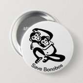 Badge Rond 7,6 Cm Graphisme - Sauvez BONOBOS - Chimpanzé - Faune - (Devant & derrière)