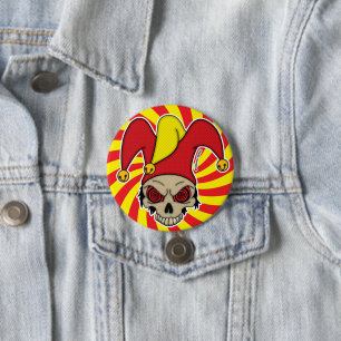 Badge Rond 7,6 Cm Graphismes Fou Joker Mort Yeux en Spirale