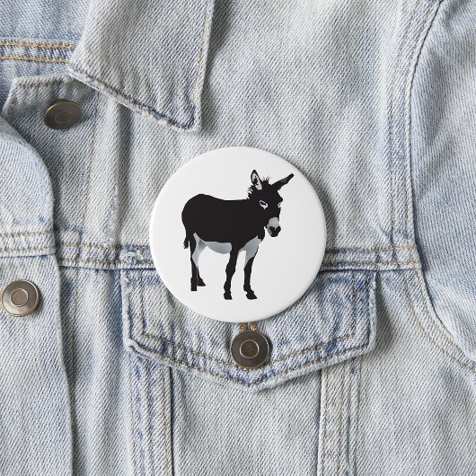 Badge Rond 7,6 Cm Gras Donkey Silhouette ferme animal