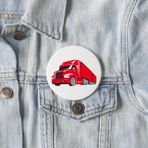 Badge Rond 7,6 Cm Gras Red Semi-Truck Big Rig Trucker