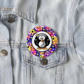 Badge Rond 7,6 Cm Gray Sensibilisation Ruban Penguin (En situation)
