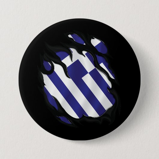 Badge Rond 7,6 Cm Grèce déchiré le drapeau (Devant)