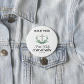 Badge Rond 7,6 Cm Green leaf first communion  (En situation)
