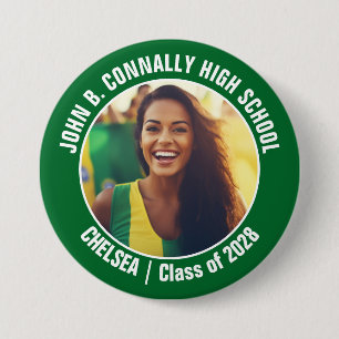 Badge Rond 7,6 Cm Green Pom-pom girl Photo High School Spirit