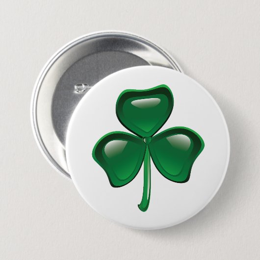 Badge Rond 7,6 Cm Green Shamrock Three-Leaf Clover (Devant & derrière)