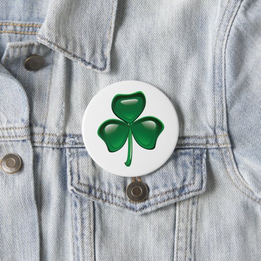 Badge Rond 7,6 Cm Green Shamrock Three-Leaf Clover (En situation)