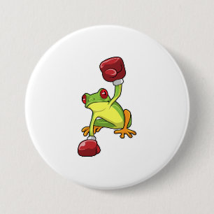 Badge Rond 7,6 Cm Grenouille à la boîte avec gants de boxe