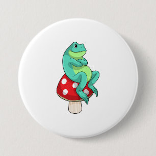 Badge Rond 7,6 Cm Grenouille au champignon