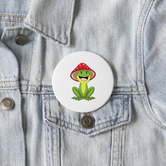 Badge Rond 7,6 Cm Grenouille au champignon (En situation)