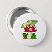 Badge Rond 7,6 Cm Grenouille au coucher du champignon (Devant & derrière)