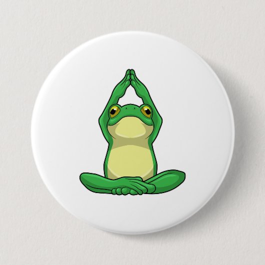 Badge Rond 7,6 Cm Grenouille au yoga en jambe croisée (Devant)