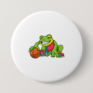 Badge Rond 7,6 Cm Grenouille aux sports avec basket-ball