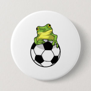 Badge Rond 7,6 Cm Grenouille avec balle de football