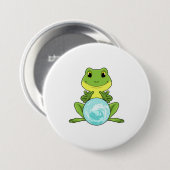 Badge Rond 7,6 Cm Grenouille avec boule de cristal (Devant & derrière)