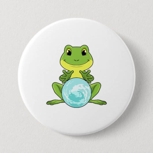 Badge Rond 7,6 Cm Grenouille avec boule de cristal (Devant)